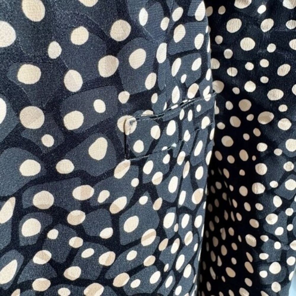 Vintage 90s 100 Silk Black w Cream Polka Dots Button Down Blouse